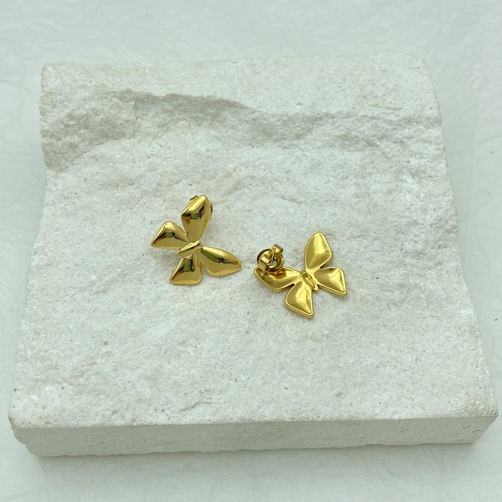 Geometric Butterfly Earrings | Gold Plated Stainless Steel Studs