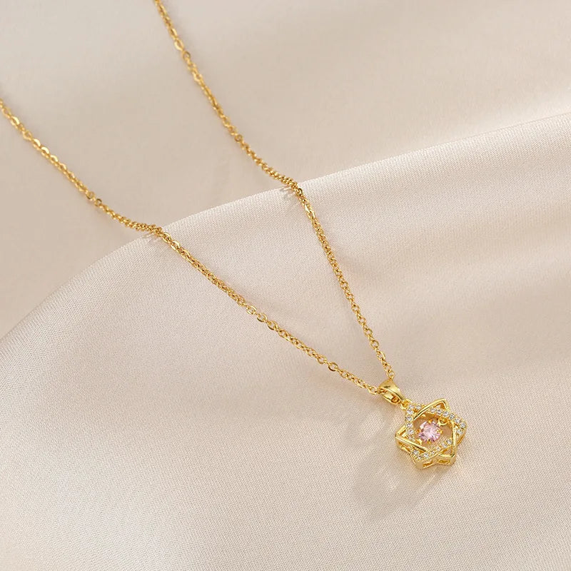 Gold Star CZ Pendant Necklace | Stainless Steel | Brass Pendants