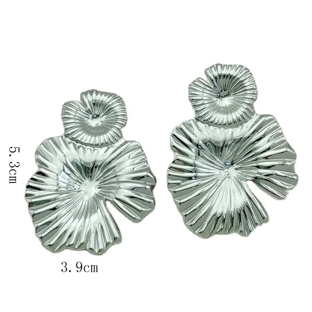 Double Petal Drop Earrings | 18K Gold Plated Stainless Steel