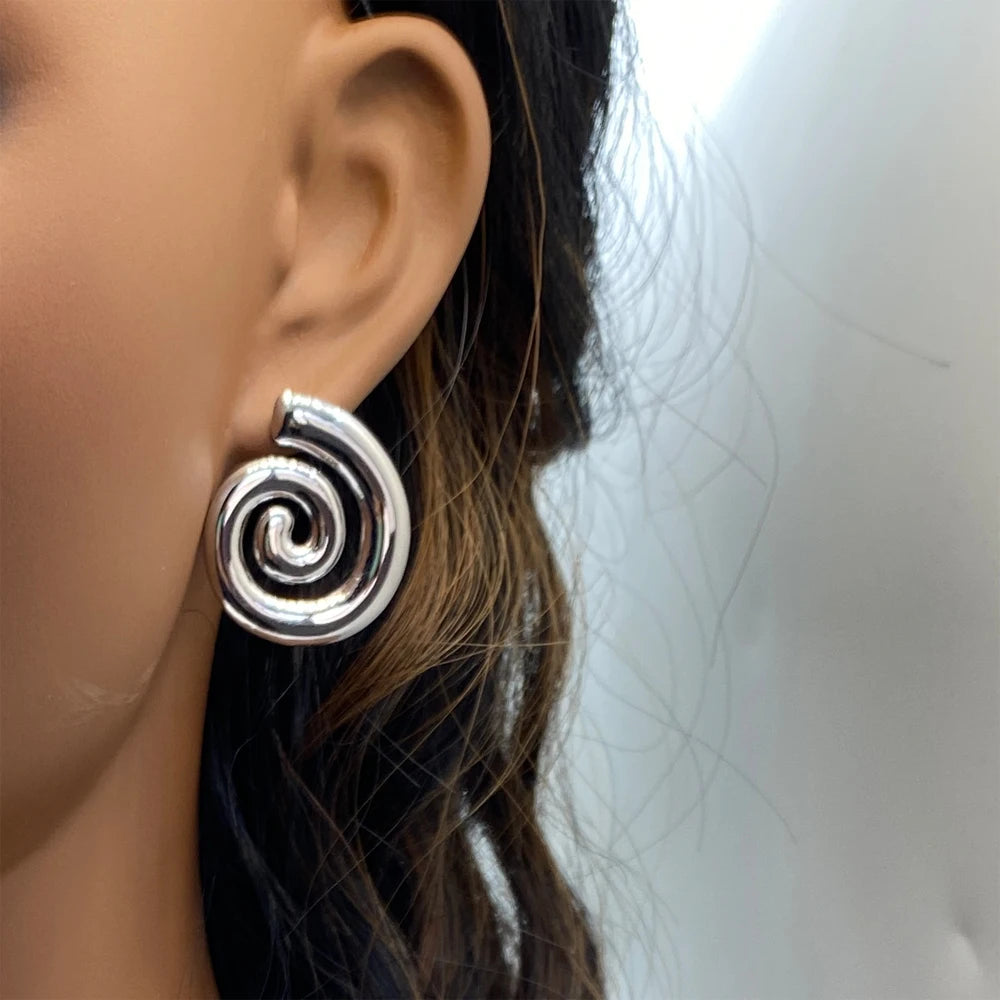 Spiral Swirl Stud Earrings | 18K Gold Plated Stainless Steel