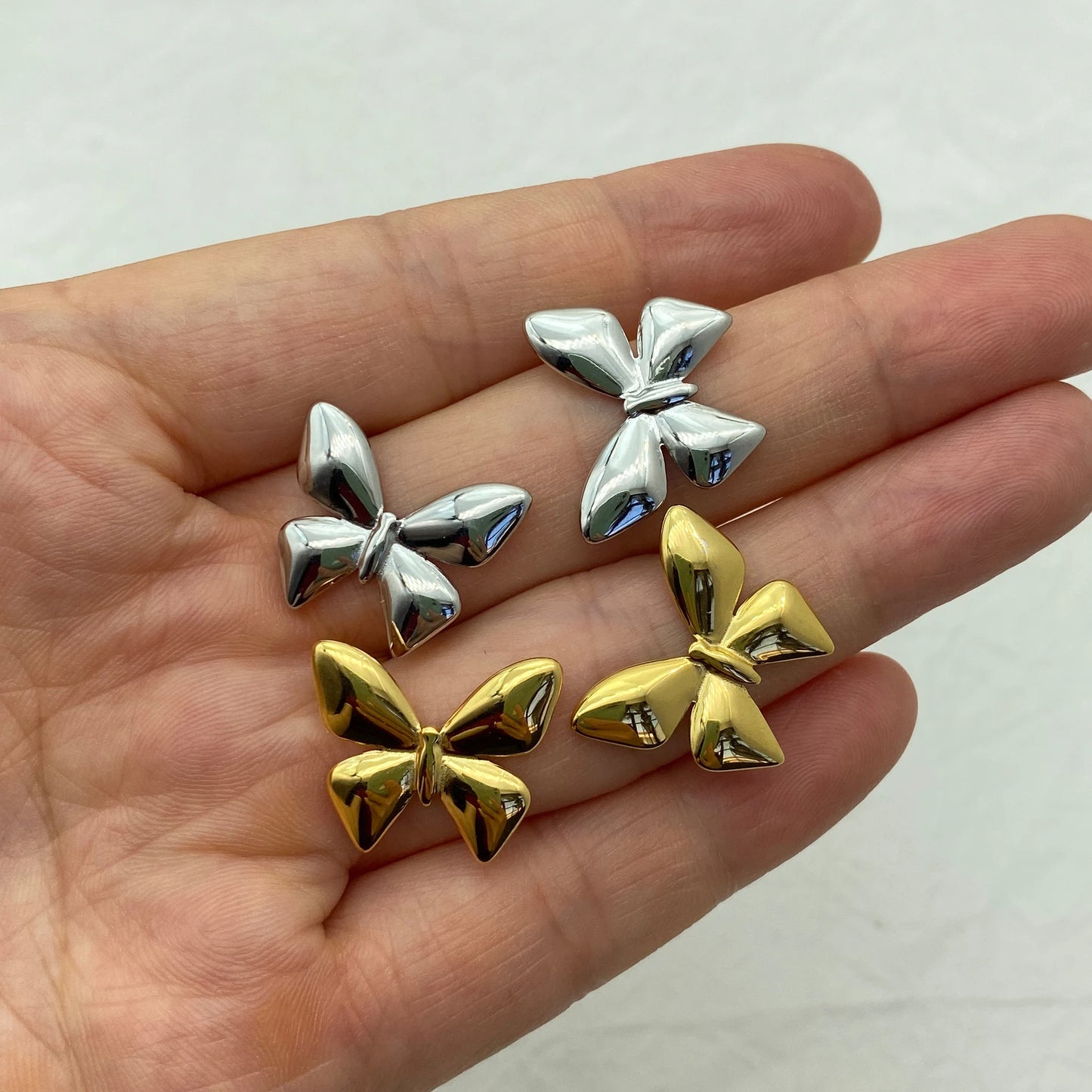 Geometric Butterfly Earrings | Gold Plated Stainless Steel Studs