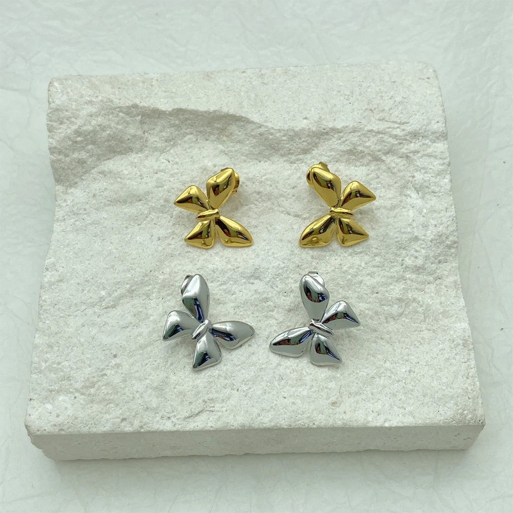 Geometric Butterfly Earrings | Gold Plated Stainless Steel Studs