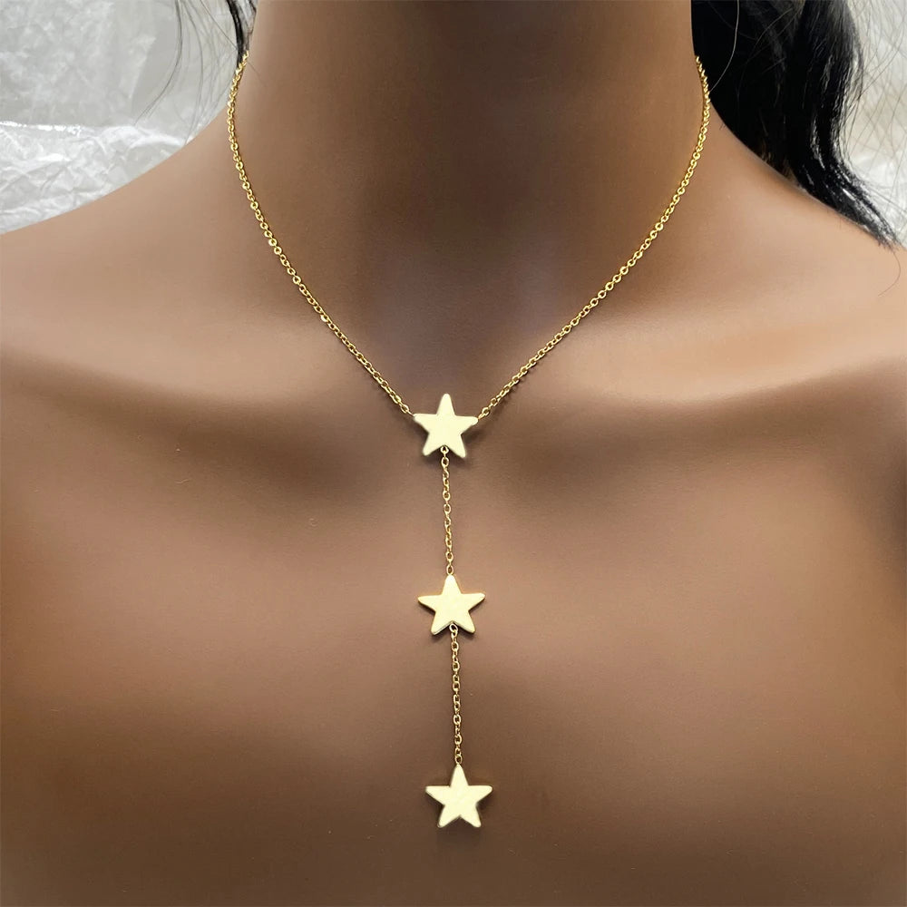 Polished  Mixed Styles Stainless Steel Fashion Tassel Cross Necklace