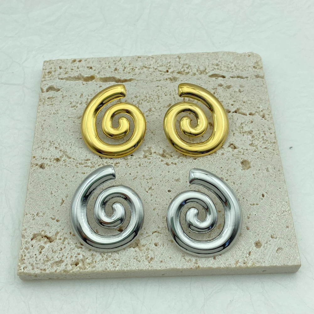 Spiral Swirl Stud Earrings | 18K Gold Plated Stainless Steel