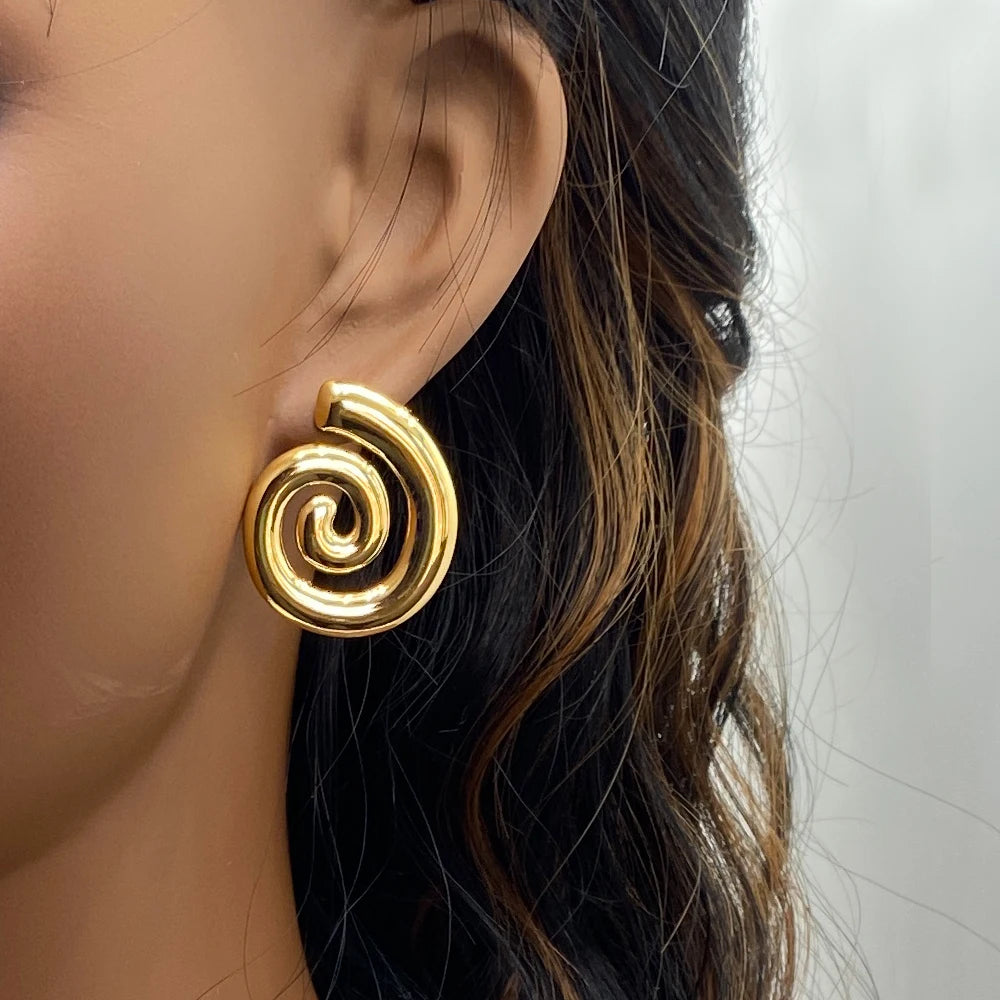 Spiral Swirl Stud Earrings | 18K Gold Plated Stainless Steel