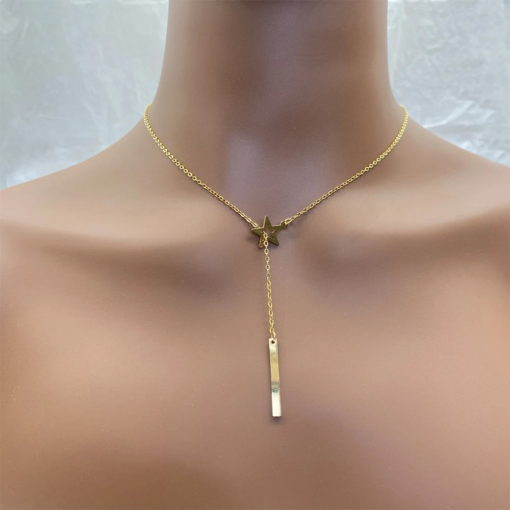 Wholesale Stainless Steel Star Tassel Pendant Necklace