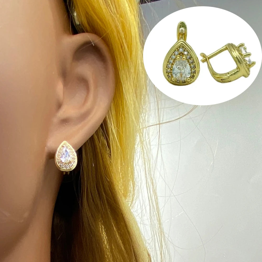 Wholesale 18K Gold Plated Brass Material With Zircons Mixed Lot Style For Women Trending Fashion Jewelry Earrings 2024 Ear Clip