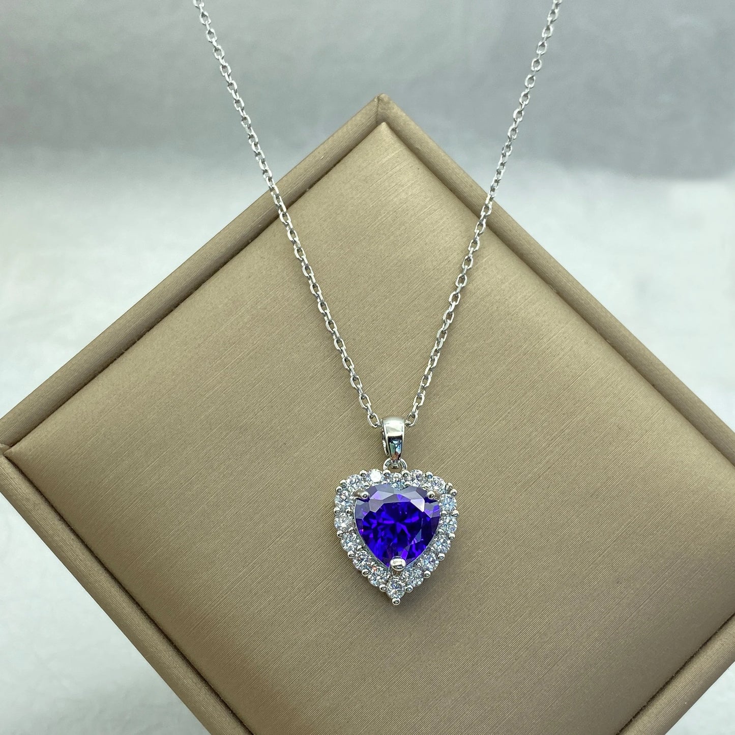 Wholesale Stainless Steel Heart Necklace with Red Zircon Pendant
