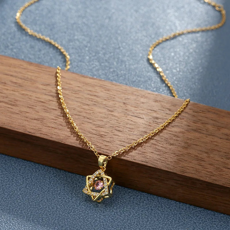 Gold Star CZ Pendant Necklace | Stainless Steel | Brass Pendants