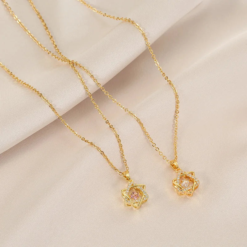 Gold Star CZ Pendant Necklace | Stainless Steel | Brass Pendants