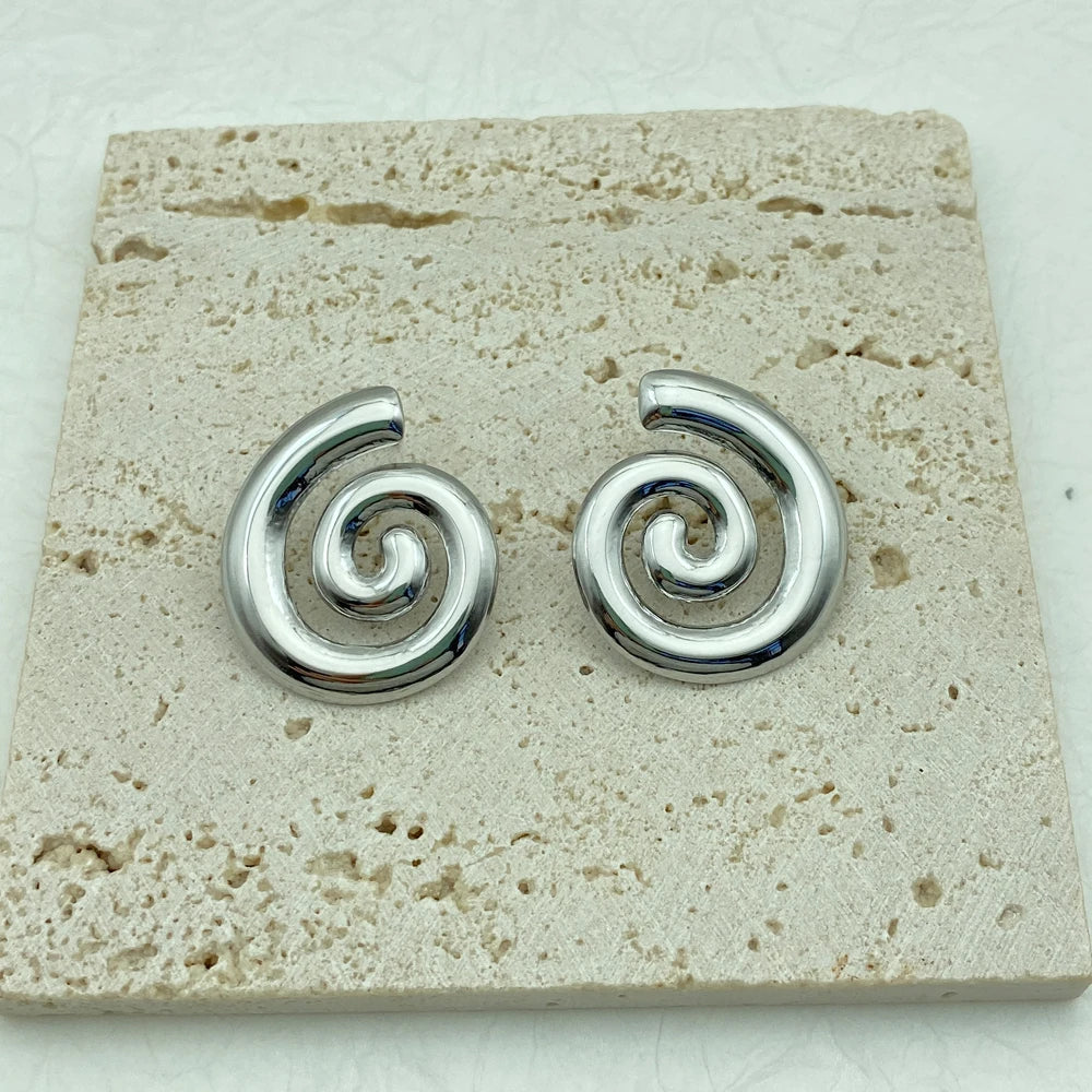 Spiral Swirl Stud Earrings | 18K Gold Plated Stainless Steel