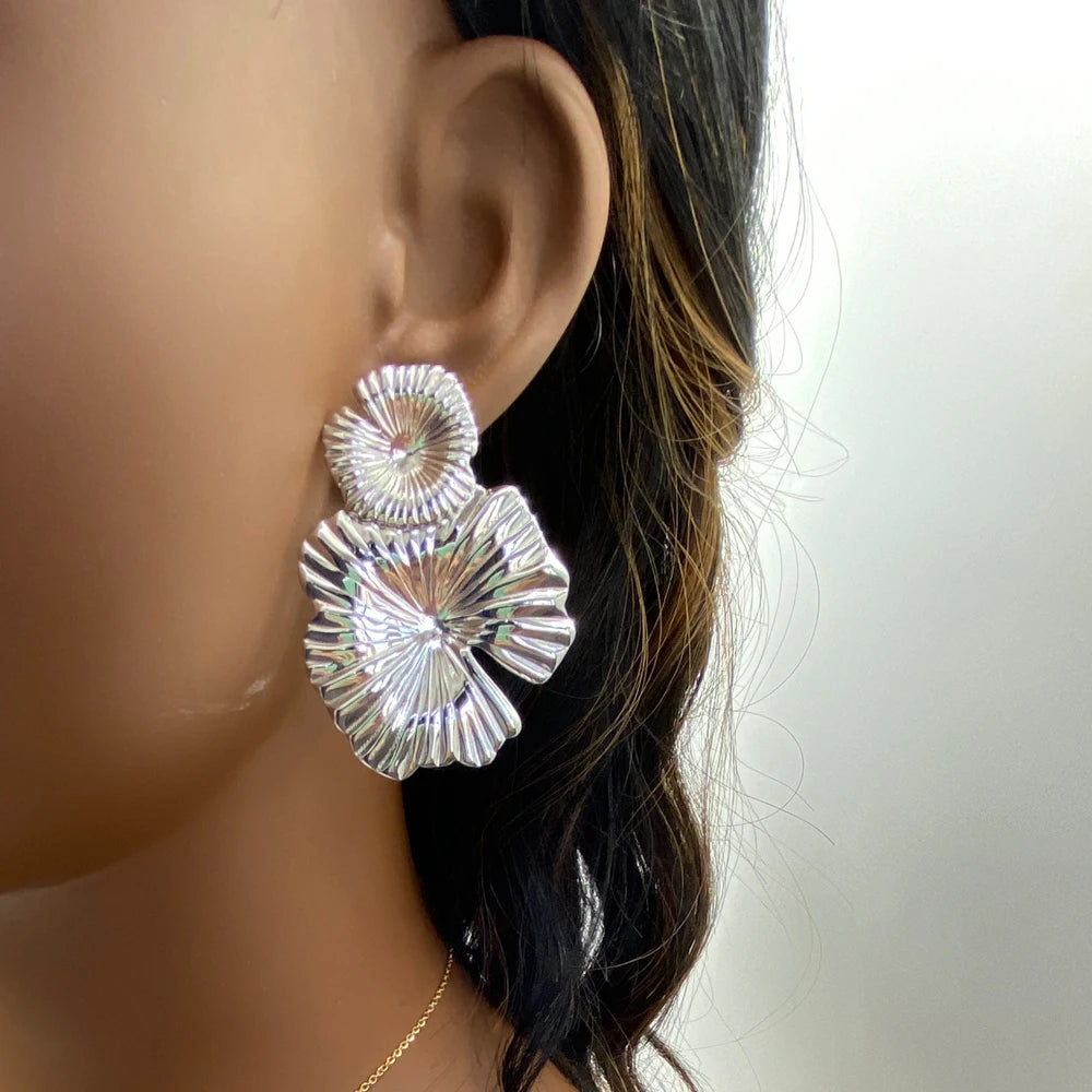 Double Petal Drop Earrings | 18K Gold Plated Stainless Steel