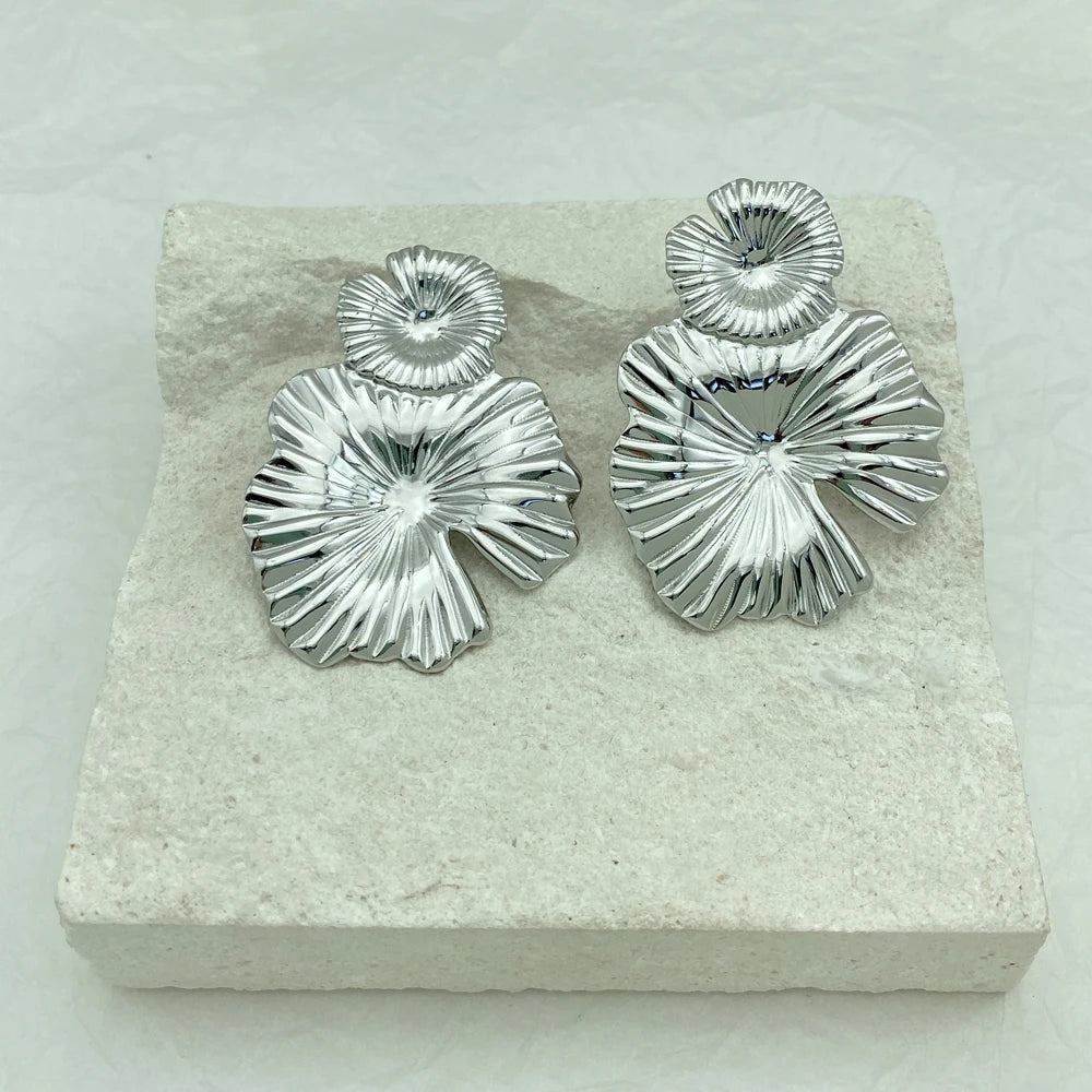 Double Petal Drop Earrings | 18K Gold Plated Stainless Steel