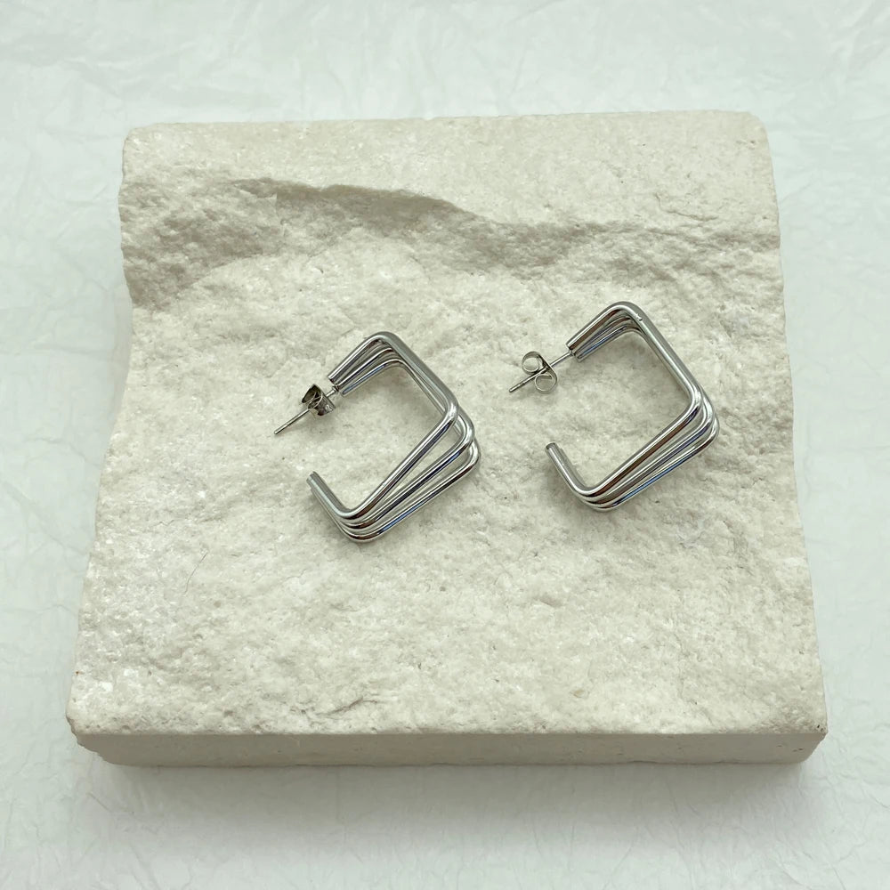 Wholesale Price Gold and Silver Color Non-Tarnish Stainless Steel Stud Geometric Earrings For Women