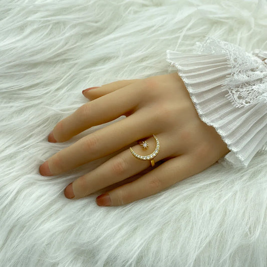 Gold Plated Brass Copper Material With Zircons Heart Fashion Jewelry Rings For Women