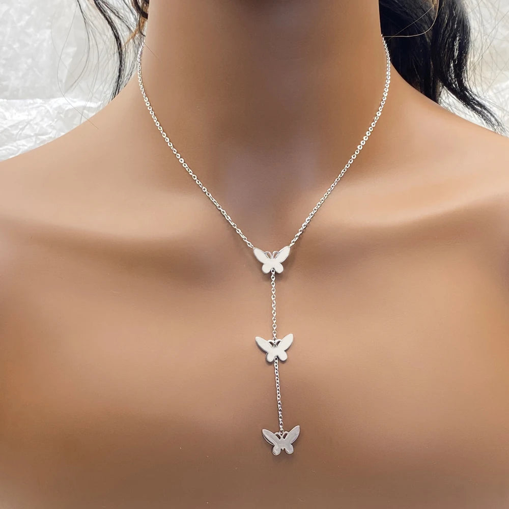 Polished  Mixed Styles Stainless Steel Fashion Tassel Cross Necklace