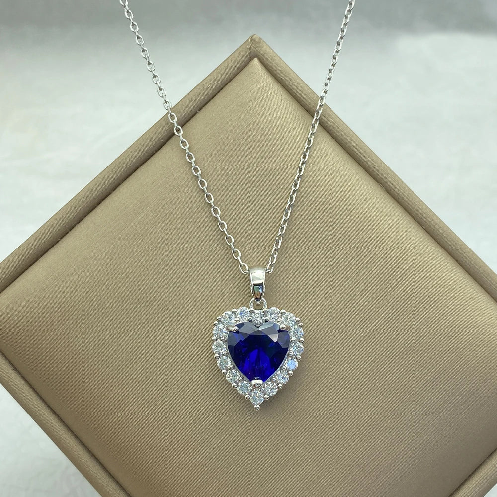 Wholesale Stainless Steel Heart Necklace with Red Zircon Pendant