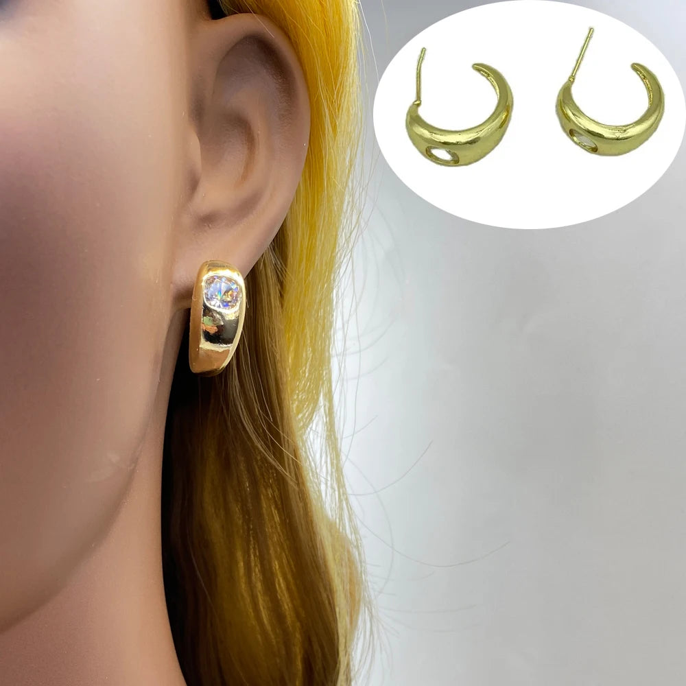 Wholesale 18K Gold Plated Brass Material With Zircons Mixed Lot Style For Women Trending Fashion Jewelry Earrings 2024 Ear Clip