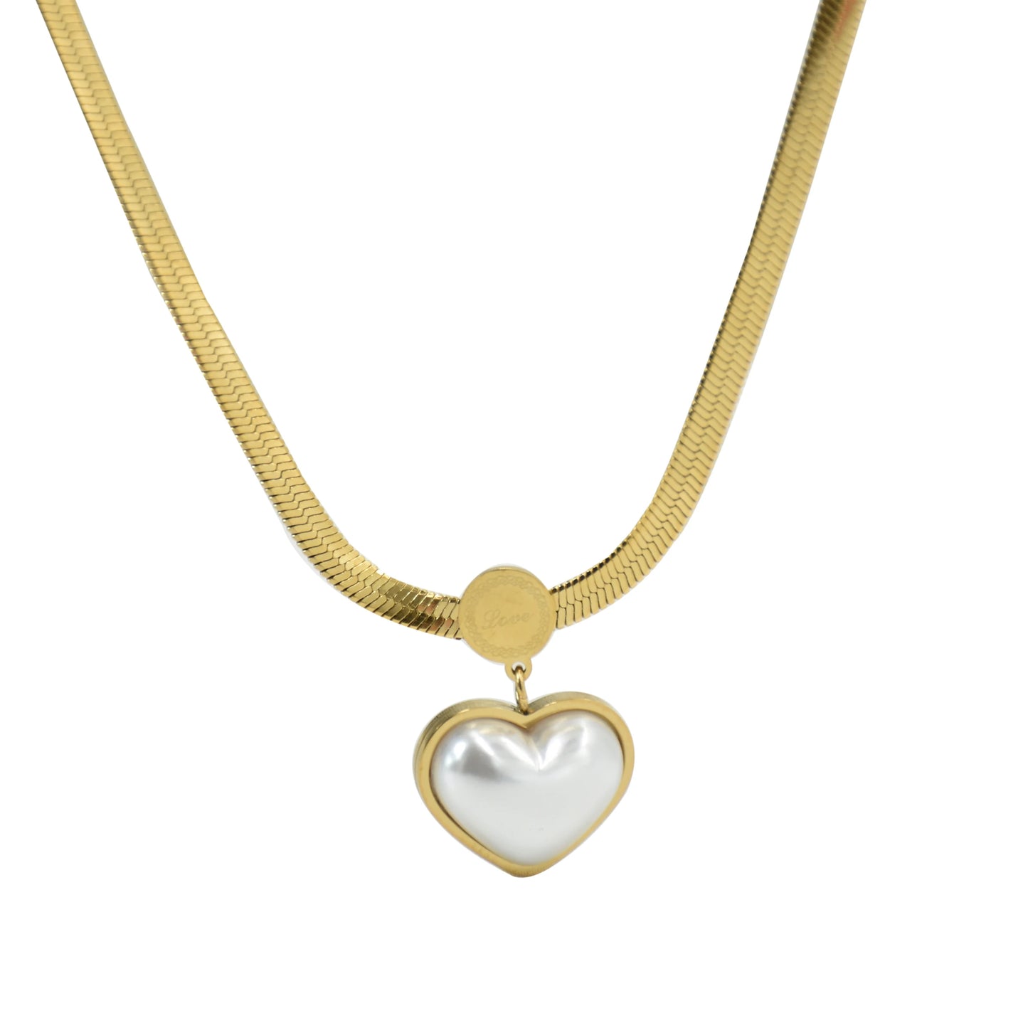 Brad Chain Heart pearl pendant Stainless steel necklaces for women