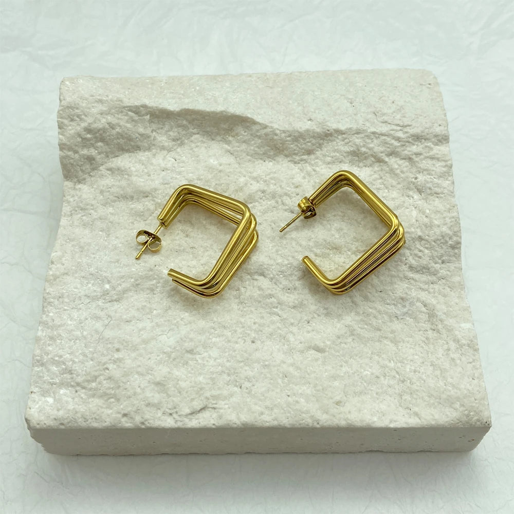 Wholesale Price Gold and Silver Color Non-Tarnish Stainless Steel Stud Geometric Earrings For Women