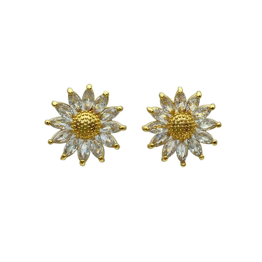 Wholesale Gold Plated Sunflower Stud Earrings