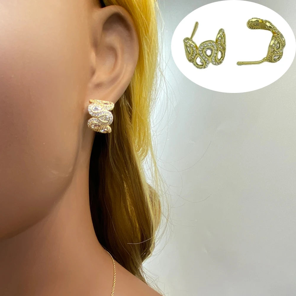 Wholesale 18K Gold Plated Brass Material With Zircons Mixed Lot Style For Women Trending Fashion Jewelry Earrings 2024 Ear Clip