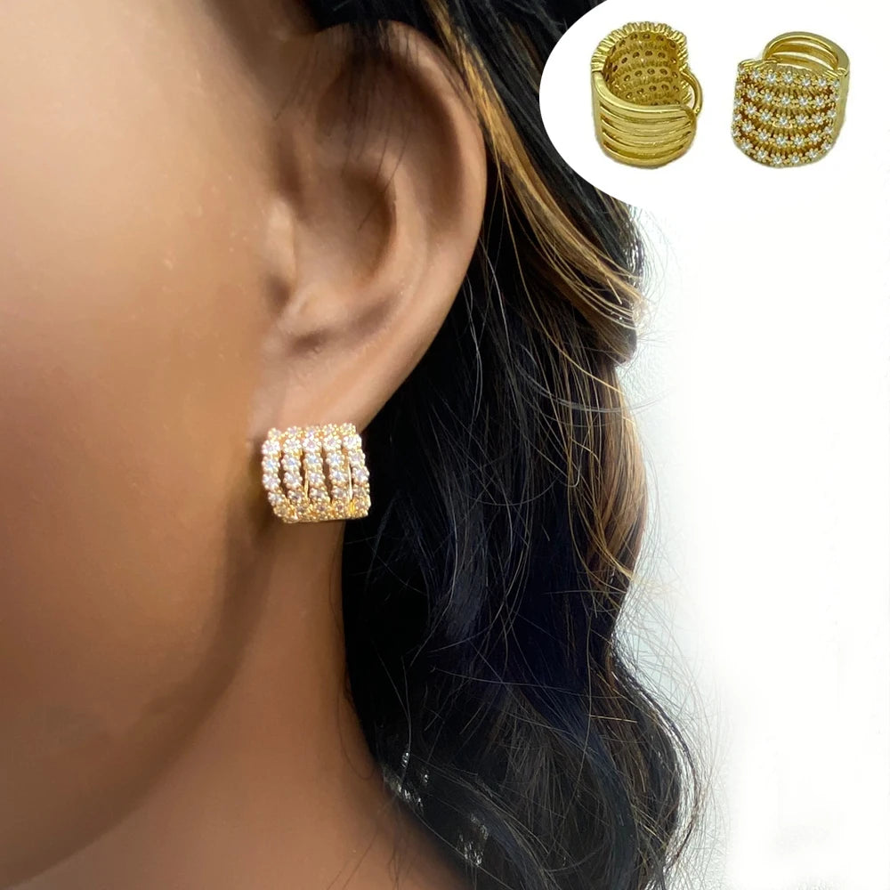Wholesale 18K Gold Plated Brass Material With Zircons Mixed Lot Style For Women Trending Fashion Jewelry Earrings 2024 Ear Clip