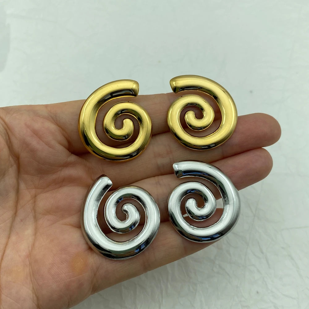 Spiral Swirl Stud Earrings | 18K Gold Plated Stainless Steel
