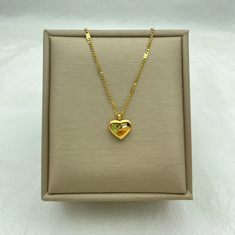 Steel Small Heart Pendant Necklaces Necklace for Women With Gold Plated NK Chain  Jewelry Collar Jewelry Simple Style