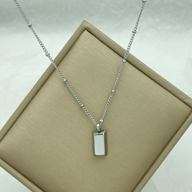 18K Gold Plated Bar Pendant Necklace | Stainless Steel Satellite Chain