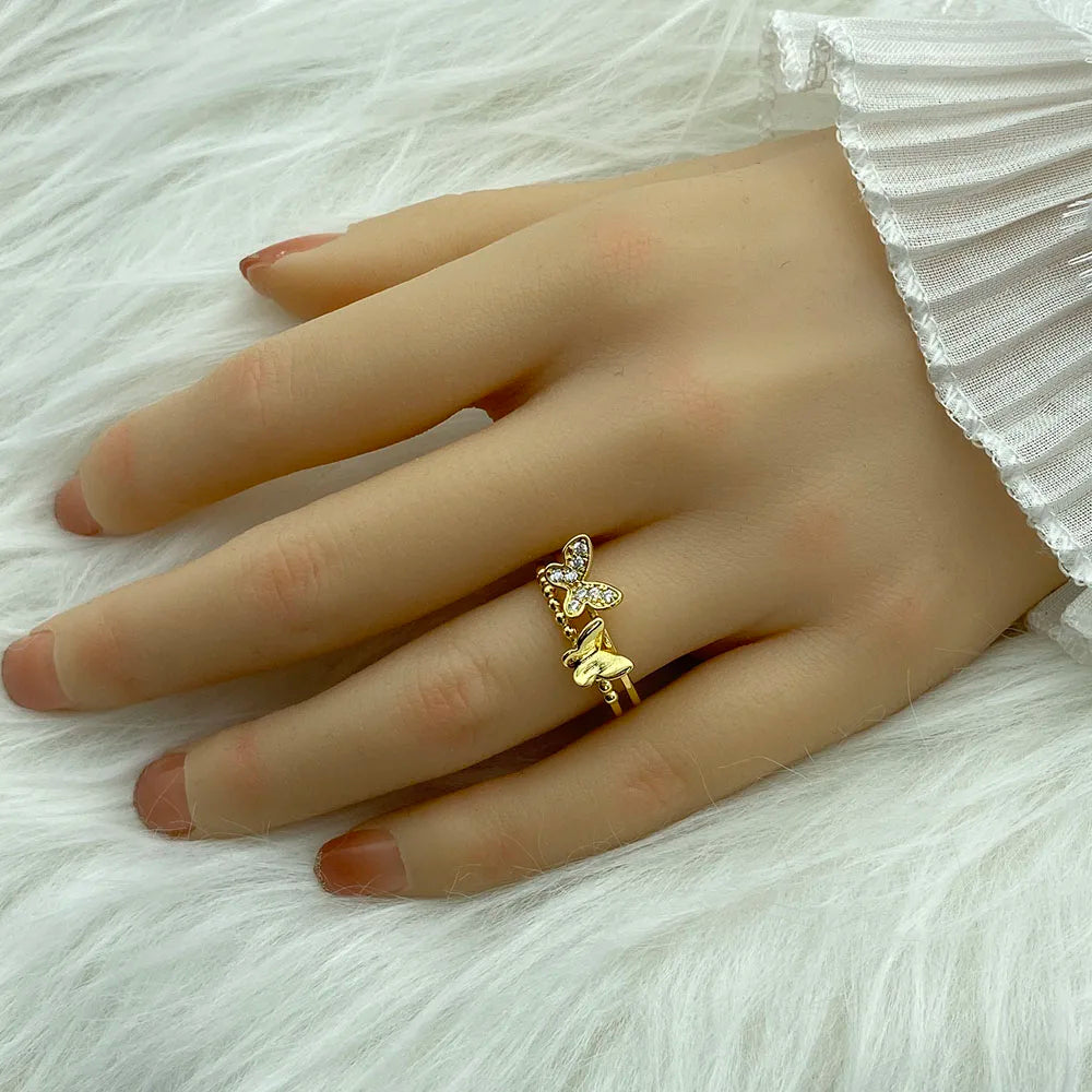 18K Gold Plated Women's Ring With Ziron Butterfly Snake Fashion Jewelry Rings For Women
