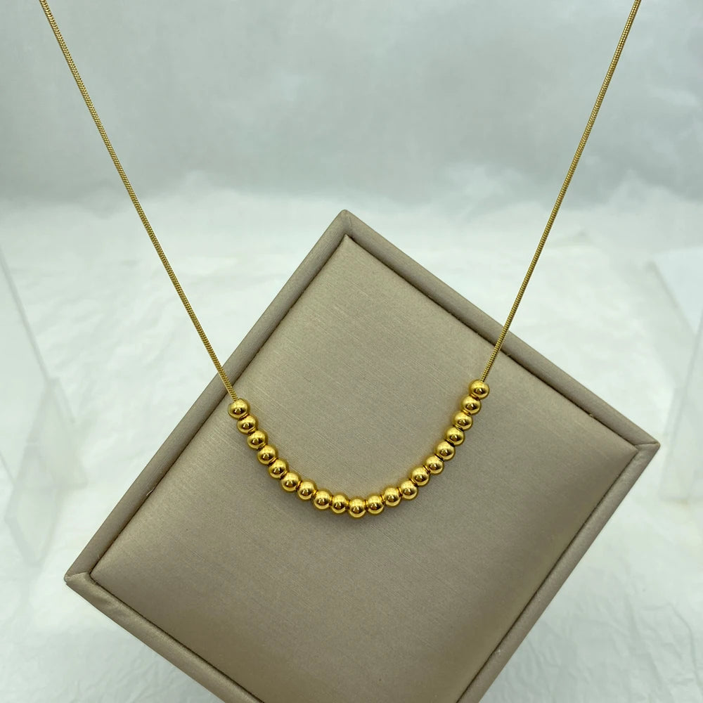 Snake Chain Stainless Steel Multi-drop Beads Necklace for Women