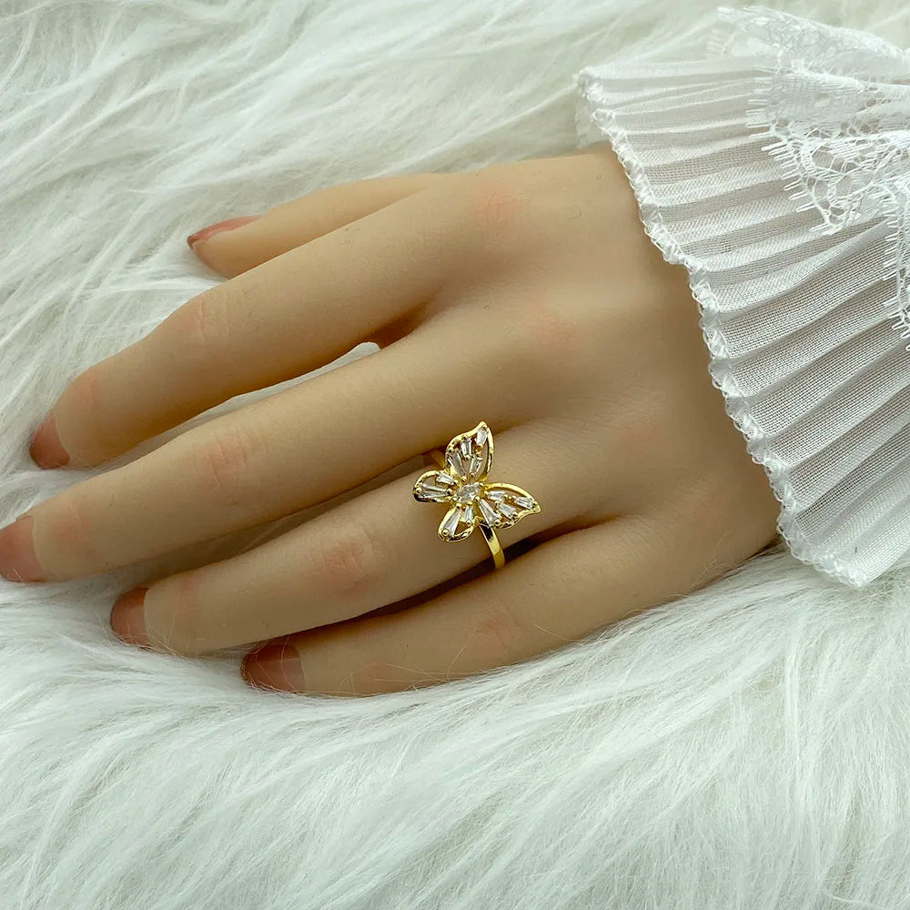 18K Gold Plated Women's Ring With Ziron Butterfly Snake Fashion Jewelry Rings For Women
