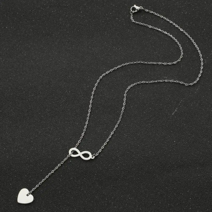 Gold Infinity Heart Lariat Necklace | 18K Gold Plated Stainless Steel