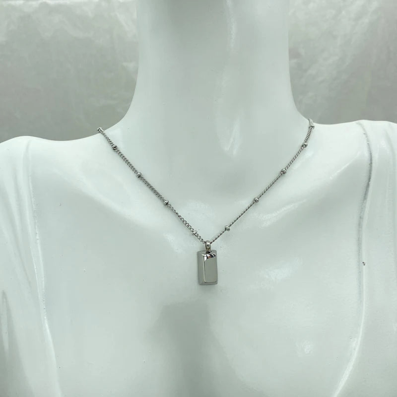 18K Gold Plated Bar Pendant Necklace | Stainless Steel Satellite Chain