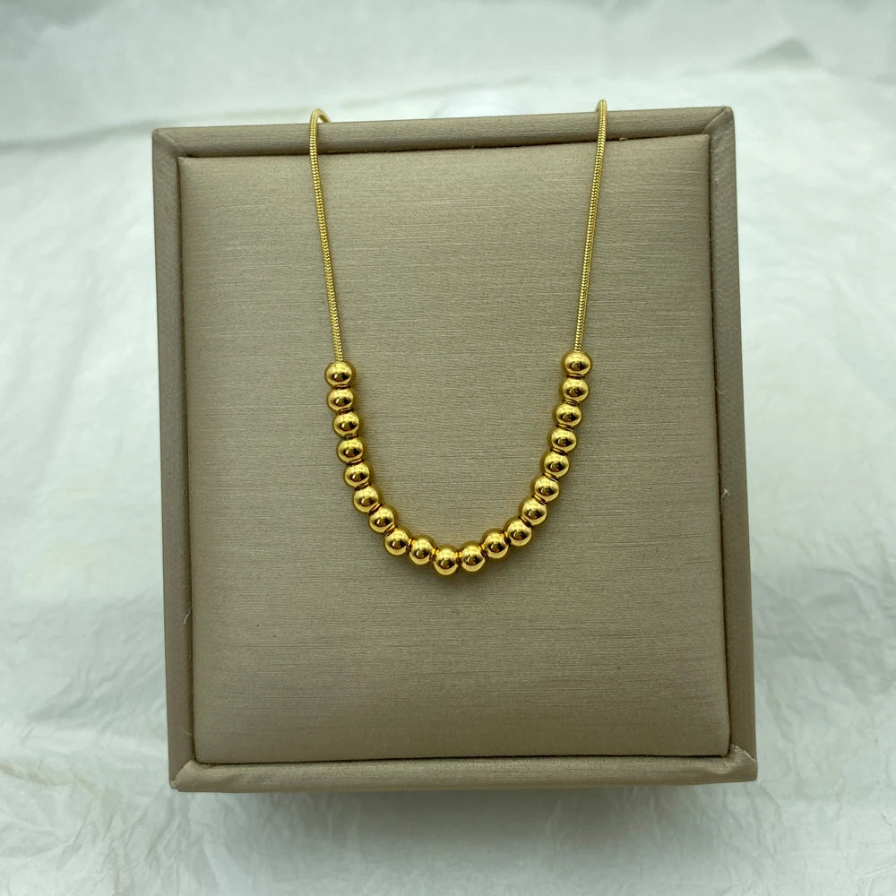 Snake Chain Stainless Steel Multi-drop Beads Necklace for Women