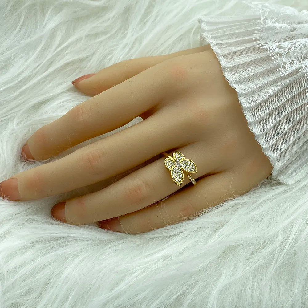 18K Gold Plated Women's Ring With Ziron Butterfly Snake Fashion Jewelry Rings For Women