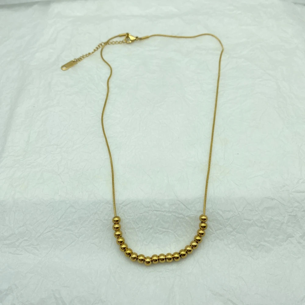 Snake Chain Stainless Steel Multi-drop Beads Necklace for Women