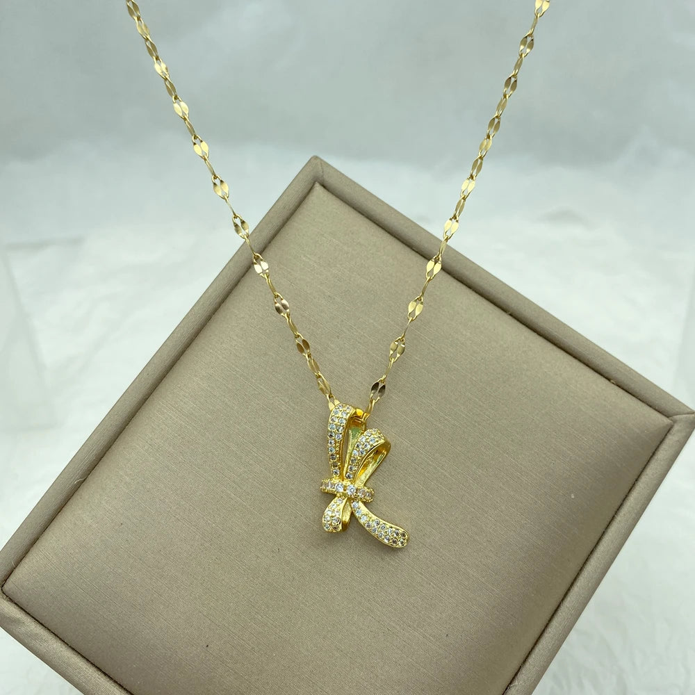 Twisted Ribbon Pendant Necklace | 18K Gold Plated Stainless Steel