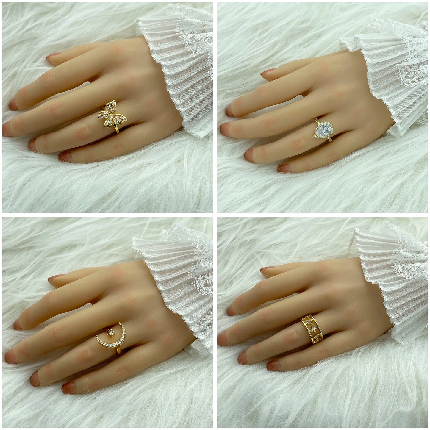 18K Gold Plated Women's Ring With Ziron Butterfly Snake Fashion Jewelry Rings For Women