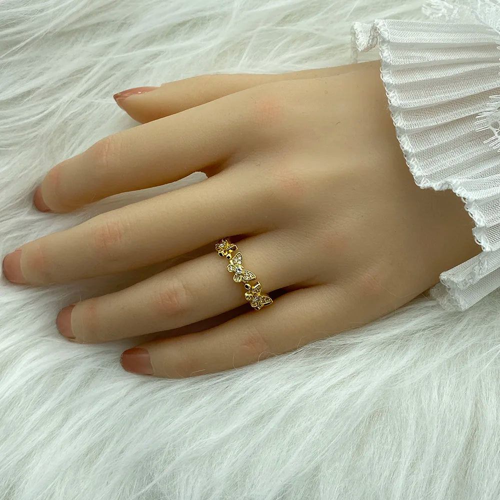 18K Gold Plated Women's Ring With Ziron Butterfly Snake Fashion Jewelry Rings For Women