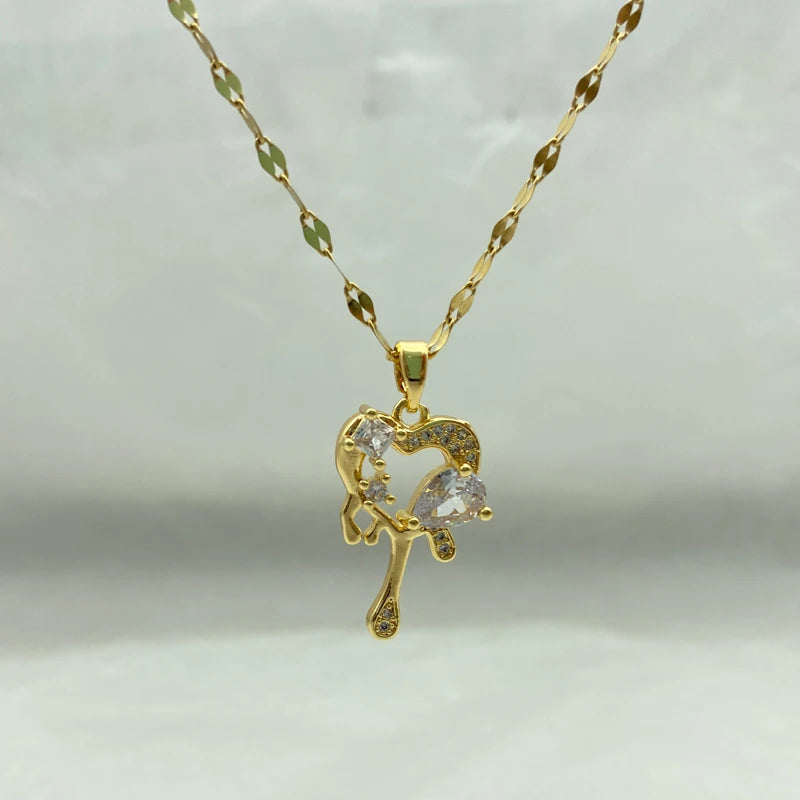Heart Pendant Necklace| 18K Gold Stainless Steel Chains