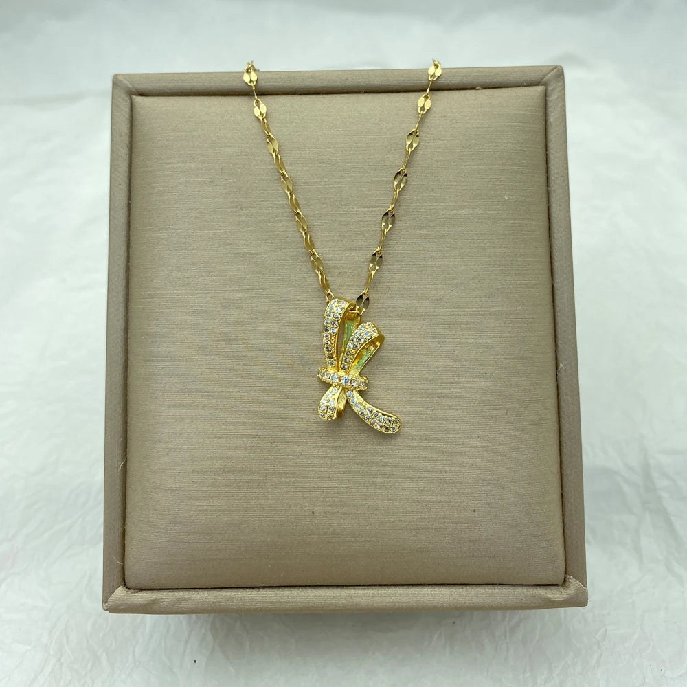 Twisted Ribbon Pendant Necklace | 18K Gold Plated Stainless Steel