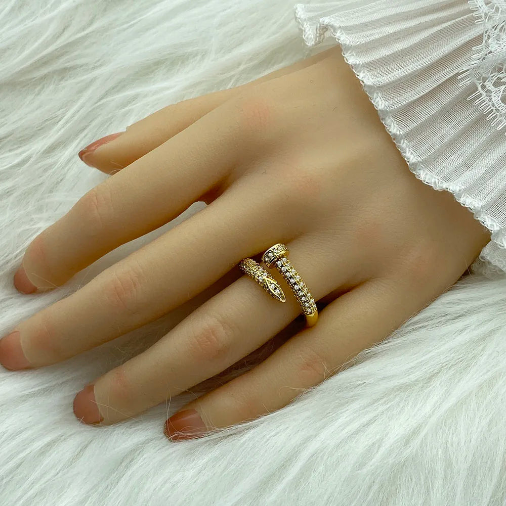 18K Gold Plated Women's Ring With Ziron Butterfly Snake Fashion Jewelry Rings For Women