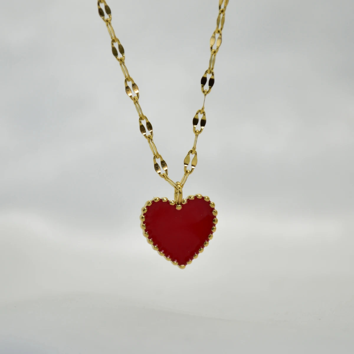 Red Heart Pendant Necklace | Stainless Steel Chain & Pendant