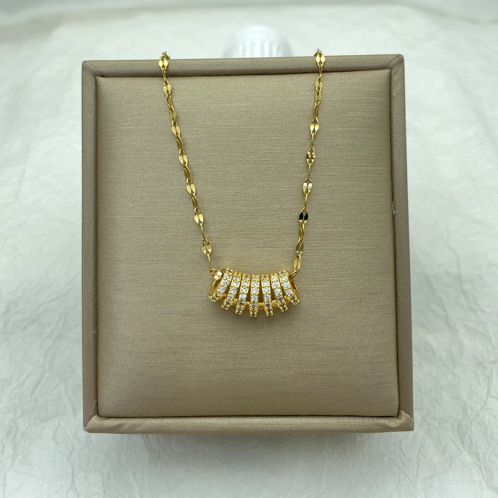 Gold Plated Stainless Steel Necklaces For Women With Pendants New IN Fashion Stainless Steel Jewelry Accessories