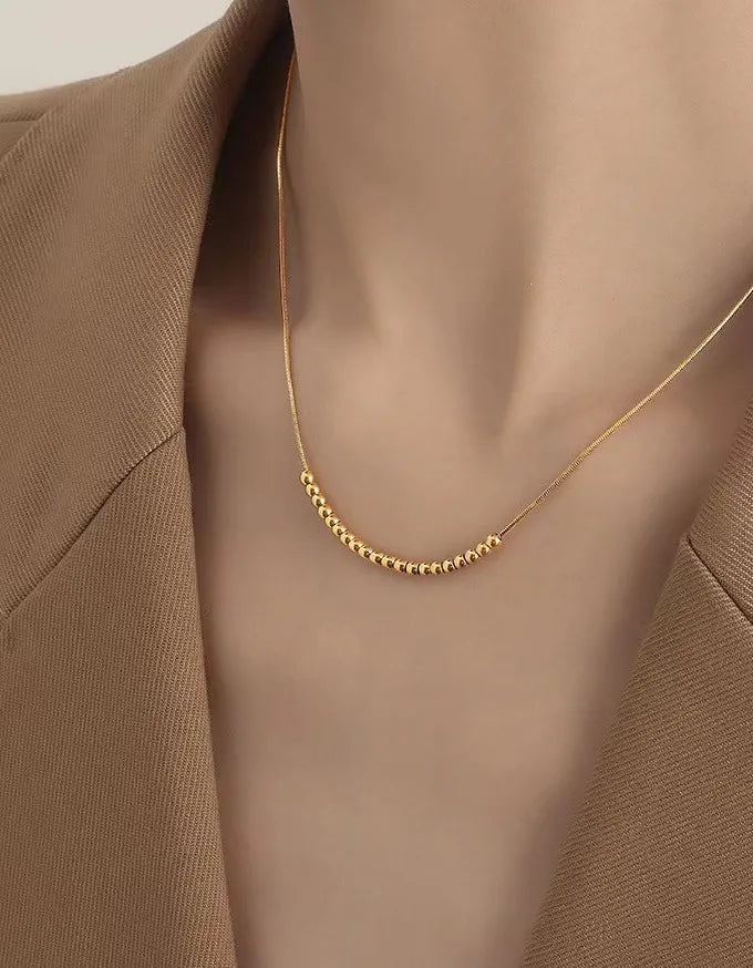 Snake Chain Stainless Steel Multi-drop Beads Necklace for Women