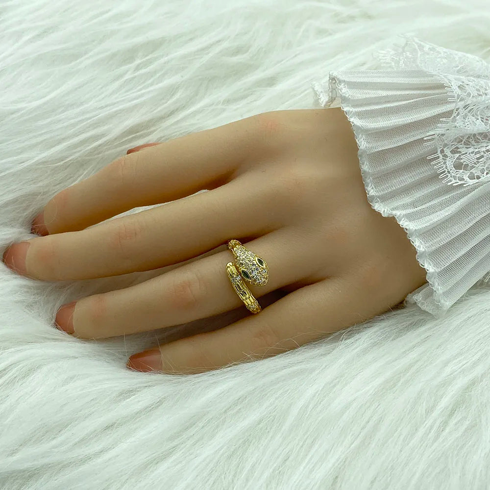 18K Gold Plated Women's Ring With Ziron Butterfly Snake Fashion Jewelry Rings For Women