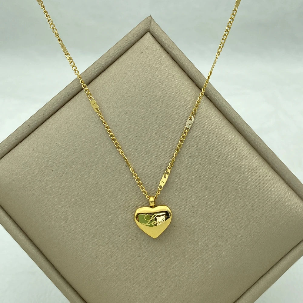 Steel Small Heart Pendant Necklaces Necklace for Women With Gold Plated NK Chain  Jewelry Collar Jewelry Simple Style