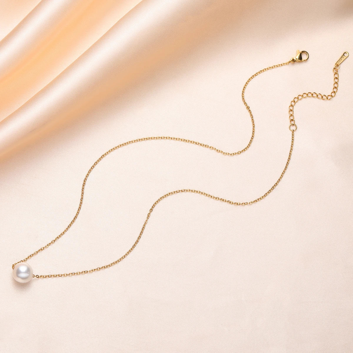 Stainless Steel Necklace Pearl Pendnat Necklace for Women Simple Rose Gold Color Choker O Chain Snake Chain Korean New Fashion